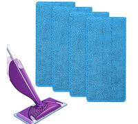 4 Remplacement Lingettes Reutilisable pour Swiffer WetJet Spray Balais Lavables en Microfibre pour le Nettoyage des Sols(Bleu (4pcs)) (B)