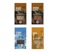 4 résines d'encens à brûler - Oliban, Myrrhe, Copal, Storax