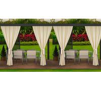 4 rideaux d'extérieur Beige 155cm de large x 240cm de haut |Rideau opaque d'extérieur | Rideau résistant aux intempéries | Rideaux d'extérieur pour terrasse, jardin, véranda, pergola