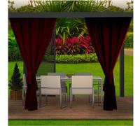 4 rideaux d'extérieur marron 155cm de large x 240cm de haut |Rideau opaque d'extérieur | Rideau résistant aux intempéries | Rideaux d'extérieur pour terrasse, jardin, véranda, pergola