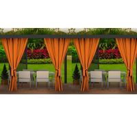 4 rideaux d'extérieur orange 155cm de large x 240cm de haut |Rideau opaque d'extérieur | Rideau résistant aux intempéries | Rideaux d'extérieur pour terrasse, jardin, véranda, pergola