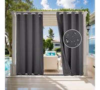 4 rideaux d'extérieur résistants aux intempéries, anti-UV rideau d'extérieur imperméable avec oeillets pour balcon terrasse véranda pergola tonnelle£¬gris foncé,132x213cm