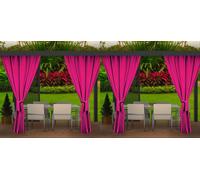4 rideaux d'extérieur roses 155cm de large x 240cm de haut |Rideau opaque d'extérieur | Rideau résistant aux intempéries | Rideaux d'extérieur pour terrasse, jardin, véranda, pergola