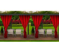 4 rideaux d'extérieur rouge 155cm de large x 240cm de haut |Rideau opaque d'extérieur | Rideau résistant aux intempéries | Rideaux d'extérieur pour terrasse, jardin, véranda, pergola