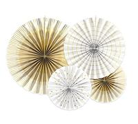 4 Rosaces décoratives en papier blanches et dorées 23, 32, 40 cm - Blanc - Taille Unique