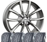 4 roues complètes hiver Astana 8x18 ET 25 5x112 argent titane poli avec 245/40 R18 97V Hankook Winter i*cept evo3 W330 XL F pour Mercedes-Benz Classe E