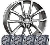 4 roues complètes hiver Astana 8x18 ET 44 5x112 argent titane poli avec 235/45 R18 98V Continental WinterContact™ TS 870 P XL FR Evc pour VW Touran Passat