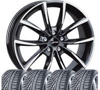 4 roues complètes hiver Astana 8x18 ET 44 5x112 noir poli avec 235/45 R18 98V Continental WinterContact™ TS 870 P XL FR Evc pour Skoda Superb