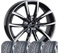 4 roues complètes hiver Astana 8x19 ET 43 5x112 noir poli avec 245/45 R19 102V Hankook Winter i*cept evo3 W330 XL FSL M+S 3PMSF pour Audi S6 A6
