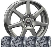 4 roues complètes hiver Tallin 6,5x15 ET 38 4x100 argent titane avec 185/65 R15 88T Continental WinterContact™ TS 870 Evc pour Hyundai i20