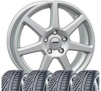 4 roues complètes hiver Tallin 8x18 ET 44 5x112 argent brillant avec 225/45 R18 95V Continental WinterContact™ TS 870 P XL FR Evc pour Skoda Yeti Superb Octavia Karoq