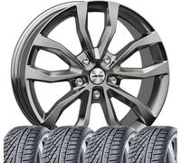 4 roues complètes hiver Uteca 8x18 ET 45 5x108 argent titane avec 235/55 R18 104V Continental WinterContact™ TS 870 P XL FR Evc pour DS Automobiles DS 7