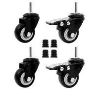 4 roues de meuble de 50 mm avec vis M8 x 25 mm, roues fixes, silencieuses avec frein, jusqu'à 70 kg (par rouleau), rotation de 360 degrés pour roues de transport pour véhicules et meubles avec 4