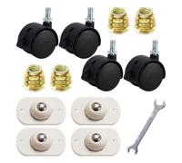 4 Roues Universelles Avec Freins, 4 Poulies À Billes, 4 Écrous Trapézoïdaux, 1 Petite ouble Ouverture, Roues Universelles, Poulies Sécheuse, Rouleaux Nylon