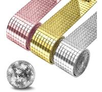 4 Rouleaux 6400 Pièces Mosaique Miroir Autocollant, Adhésif Carreaux Mosaïque Carré Miroir, mini carreaux de mosaïque miroir, Mini miroir mosaïque autocollant, autocollants en forme de boule à disco,