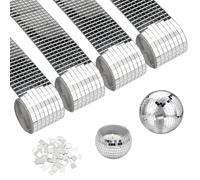 4 Rouleaux 6400 Pièces Mosaique Miroir Autocollant,Miroirs Auto-Adhésifs Carreaux de Mosaïque,5 x 5 mm Mosaique Miroir,Mini Carreaux Mosaïque Carrés Verre,Facettes Disco a Coller pour DIY Décoration