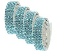 4 Rouleaux Applique Strass pour Ceinture de Mariée, Bleu, | Décor en Strass Étincelants, pour Crafts et Vêtements, Finition Élégante, Adhésif Solide