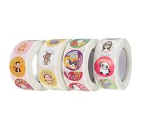 4 Rouleaux Autocollants de Récompense Scolaire Animaux Mignons | Autocollants Ronds, Distribution Facile, Usage t Maison, pour Cahiers, Boîtes et Vêtements