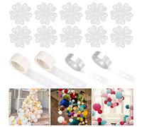 4 Rouleaux Bande de Ballons Arch Kit et Points de Colle Ballon avec 10 Fleur Clip, Bande de Guirlandes de Ballons, Point de Colle Décoratifs Ballon pour Mariage Anniversaire Décoration de Fête