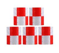 4 Rouleaux Bande Réfléchissante de Sécurité Pvc | Adhésif Fort, Résistance à L’eau, Visibilité Nocturne, Identification Rapide, Rouge et Blanc