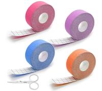 4 Rouleaux de Face Taping Visage,Bande de Lifting Raffermissement 2.5cm×5m,Patch Anti Rides Visage,Ruban Facial pour Les Rides,Multifonctionnel Haute Élasticité,Violet Rouge Bleu Orange