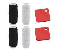 4 Rouleaux de Fil à Coudre Élastique, 2 Outils d'Enfilage, Cordon Élastique Plissé, Fil Élastique Noir et Blanc, Fournitures de Couture (0,5 mm x 27,4 m)