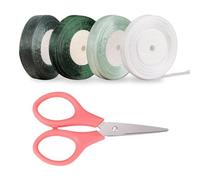 4 rouleaux de ruban de gaze de 45 mètres, 1 morceau de ciseaux, ruban mousseline, ruban cadeau, ruban mousseline mariage, ruban décoration mariage, ruban satin vert