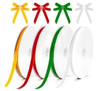 4 Rouleaux de Ruban de Velours de Noël, 1cm 18,3m de Ruban de Velours Satiné Vintage Simple Face pour Noël Artisanat Emballage Cadeau Total 73,2m (Rouge, Vert, Or, Blanc)