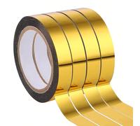 4 rouleaux de ruban washi métallique doré miroir, ruban d'art doré DIY, ruban de film polyester métallisé auto-adhésif pour l'artisanat, la décoration et l'emballage cadeau (1,27 cm x 100 m) Taille Un