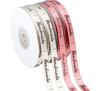 4 Rouleaux De Rubans De Satin Décoratifs, Rubans De Polyester Imprimés À La Main, Utilisés Pour Les Emballages Cadeaux, Rose Et Beige, Chaque Rouleau Mesure 22 M De Long