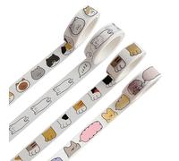 4 Rouleaux de Washi Tape, Chaton Mignon Rouleaux Masking Tape Ruban adhesif decoratif, pour arts et travaux manuels de bricolage, scrapbooking, Bullet, journal, Planning, cadeaux, décoration,15mm x 5m