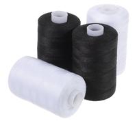 4 Rouleaux Fil à Coudre Polyester pour Débutants, Lot de Set de | Kit de Couture à Main, Accessoires pour Aiguilles, Usage Voyage et Retouches Mode, Blanc Noir