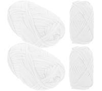 4 Rouleaux Grosse Pelote de Fil à Crocheter Blanc en Polyester | Souple et Facile à Apprendre, Pratique pour Diy, Tricot et Création de Porte-clés