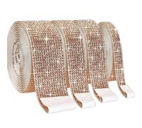 4 Rouleaux Ruban de Diamant Strass Cristal Auto-Adhésif Ruban Bling Autocollant de Strass Décoration en Cristal DIY Rouleau de Diamant pour Artisanat d'art de Téléphone Voiture Bricolage