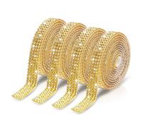 4 Rouleaux Ruban Strass Autocollant 1 Yard Ruban Paillette Doré Garniture de Strass Ceinture de Diamant Ruban de Strass Autocollants de Diamant pour Artisanat DIY Strass Autocollant Loisir Creatif