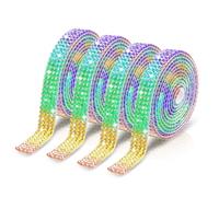 4 Rouleaux Ruban Strass Autocollant 1 Yard Ruban Paillette Garniture de Strass Ceinture de Diamant Ruban de Strass Autocollants de Diamant pour Artisanat DIY Strass Autocollant Loisir Creatif