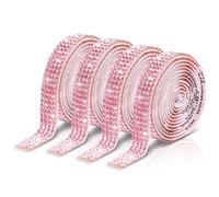 4 Rouleaux Ruban Strass Autocollant 1 Yard Ruban Paillette Rose Garniture de Strass Ceinture de Diamant Ruban de Strass Autocollants de Diamant pour Artisanat DIY Strass Autocollant Loisir Creatif