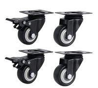 4 roulettes pivotantes noires robustes de 1,5 pouce (3,8 cm) supportant jusqu'à 180 kg Pour Charge Lourde(2 swivel 2 brake)