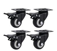 4 roulettes pivotantes noires robustes de 1,5 pouce (3,8 cm) supportant jusqu'à 180 kg Pour Charge Lourde(4 Pcs-Brake)