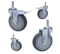 4 roulettes pivotantes Robustes en TPR, idéales pour Le Transport et Le Rangement de Meubles. Elles sont dotées d'un Frein de sécurité, d'une Tige filetée et ne laissent Aucune Trace sur Le