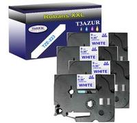 4 Rubans d'étiquettes compatibles avec Brother Brother Tze-223 pour étiqueteuses P-touch - Bleu sur blanc - 9 mm x 8 mètres -