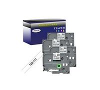4 Rubans d'étiquettes compatibles avec Brother Tze-111 pour étiqueteuses P-touch -Noir sur transparent - 6 mm x 8 mètres -