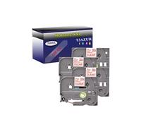 4 Rubans d'étiquettes compatibles avec Brother Tze-132 pour étiqueteuses P-touch - Rouge sur transparent - 12 mm x 8 mètres