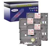 4 Rubans d'étiquettes compatibles avec Brother Tze-132 pour étiqueteuses P-touch - Rouge sur transparent - 12 mm x 8 mètres G