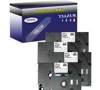 4 Rubans d'étiquettes compatibles avec Brother Tze-135 pour étiqueteuses P-touch -Blanc sur transparent - 12 mm x 8 mètres G