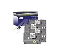 4 Rubans d'étiquettes compatibles avec Brother Tze-141 pour étiqueteuses P-touch - Noir sur transparent - 18 mm x 8 mètres