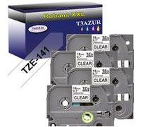 4 Rubans d'étiquettes compatibles avec Brother Tze-141 pour étiqueteuses P-touch - Noir sur transparent - 18 mm x 8 mètres G