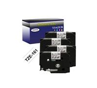 4 Rubans d'étiquettes compatibles avec Brother Tze-161 pour étiqueteuses P-touch - Noir sur transparent - 36 mm x 8 mètres -