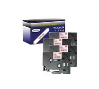 4 Rubans d'étiquettes compatibles avec Brother Tze-222 pour étiqueteuses P-touch - Rouge sur blanc - 9 mm x 8 mètres -
