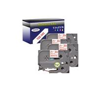 4 Rubans d'étiquettes compatibles avec Brother Tze-242 pour étiqueteuses P-touch - Rouge sur blanc - 18 mm x 8 mètres - T3AZUR